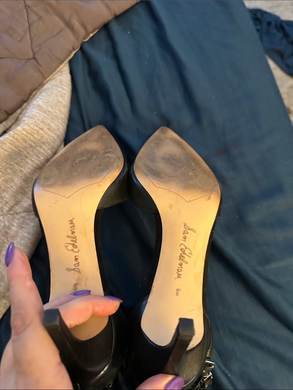 Sam Edelman Black Pointed Double-Ankle Strap Heels - Picture 5 of 5
